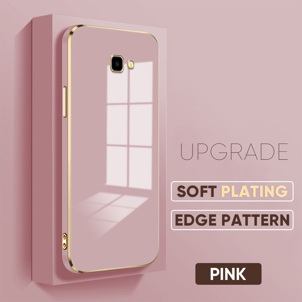 Jizetin (Free Lanyard) Samsung Galaxy J4 Plus 2018 / J4 Prime Back Cover Luxury 6D Plating Case Side Pattern Soft Silicone Square Mobile Phone Cases