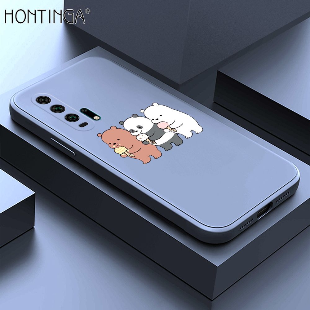 Hontinga for Honor 20 Pro Case Cute Cartoon Bear  Phone Case Soft Square Edge Silicone Cases Full Lens Cover Shockproof Protection Cover