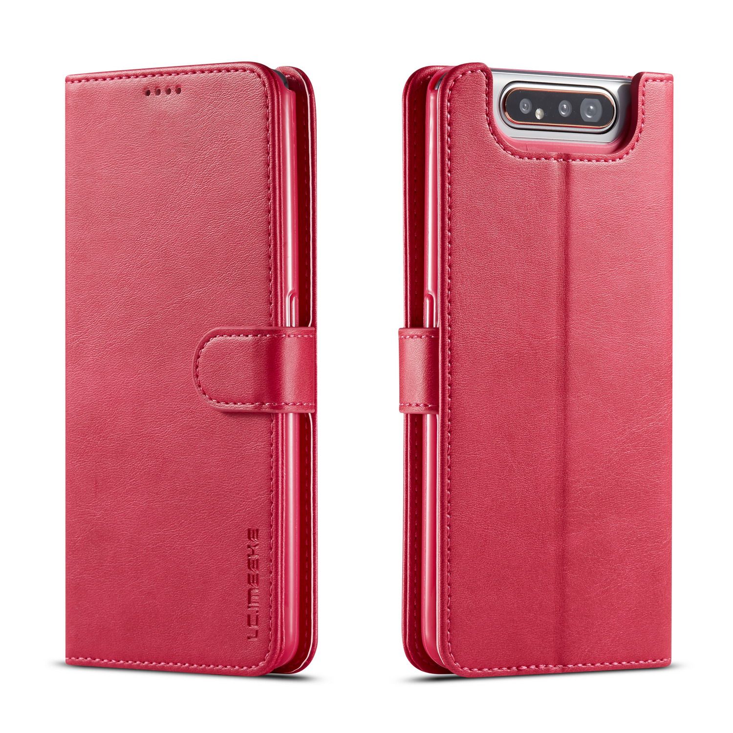 For Samsung Galaxy A80 Premium PU Leather Magnetic Card Holder Case Shockproof TPU Inner Flip Stand Cover