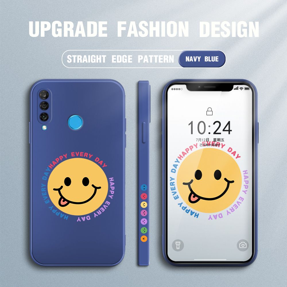 FHKL for Huawei P30 Lite / Nova 4E Back Cover Cartoon Smile Side design Soft Case Multicolor Liquid Silicone Phone Cases