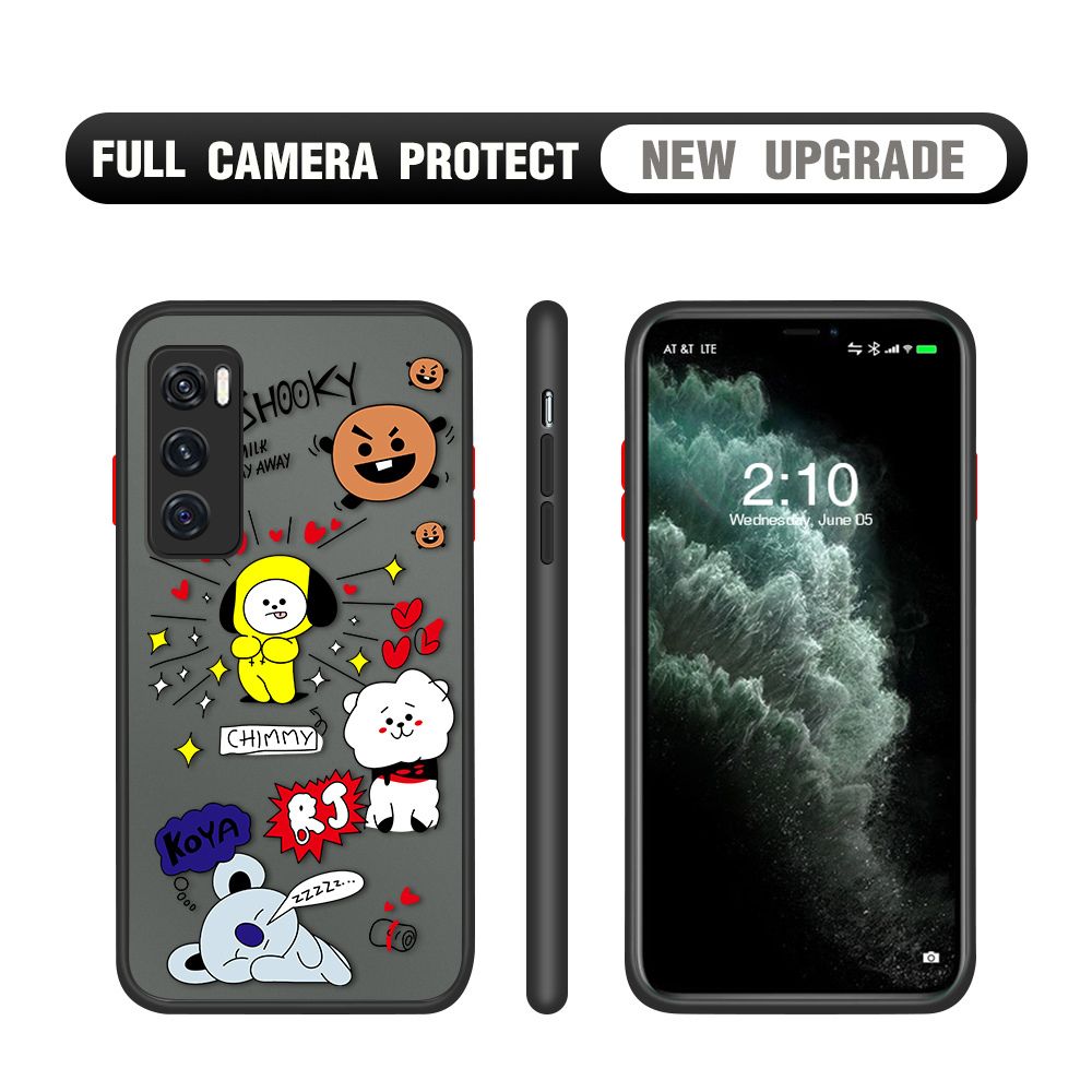 Hontinga for Vivo V20 SE Case Cute Cartoon Animals Camera Shockproof Protection Casing Edge Frosted Transparent Phone Cover