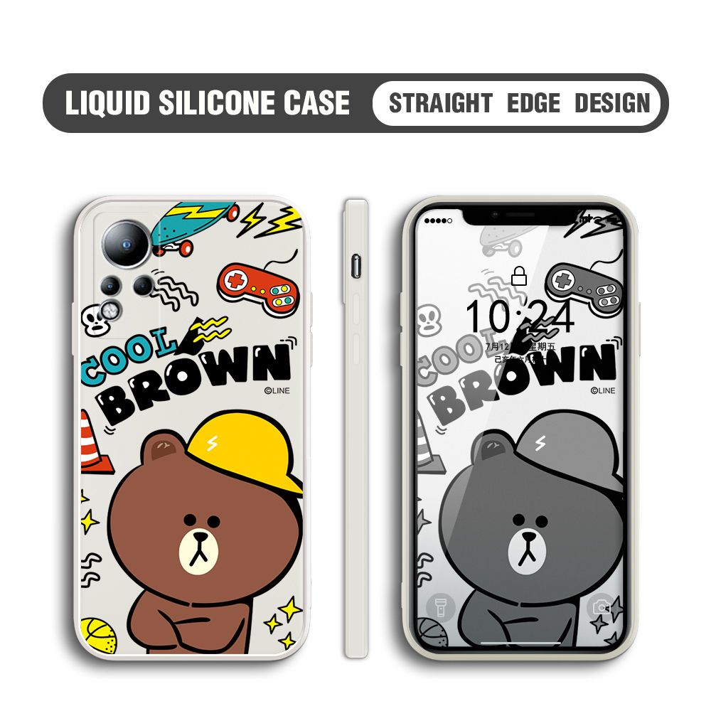 BILI for Infinix Note 11 Back Cover Cool Gaming Brown Bear  Multicolor Liquid Silicone Phone Case Soft Square Lens Protection Phone Cases