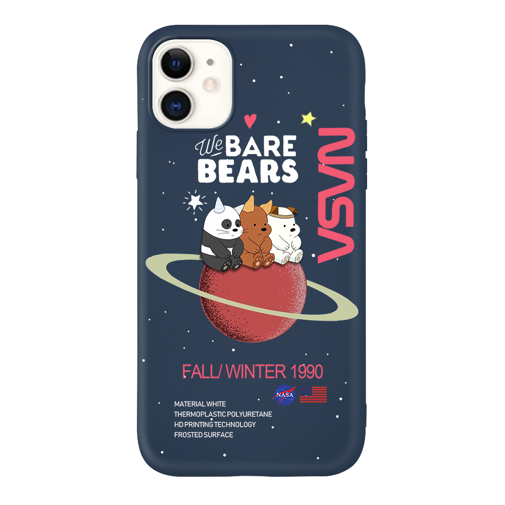 Cartoon We Bare Bears Custom NASA Space Planet Pattern Silicone Matte Soft Case For iPhone 6 6S 6Plus 6SPlus 7 7Plus 8 8Plus X XS XR XSmax 11 11Pro 11ProMax SE  Phone Cover Casing
