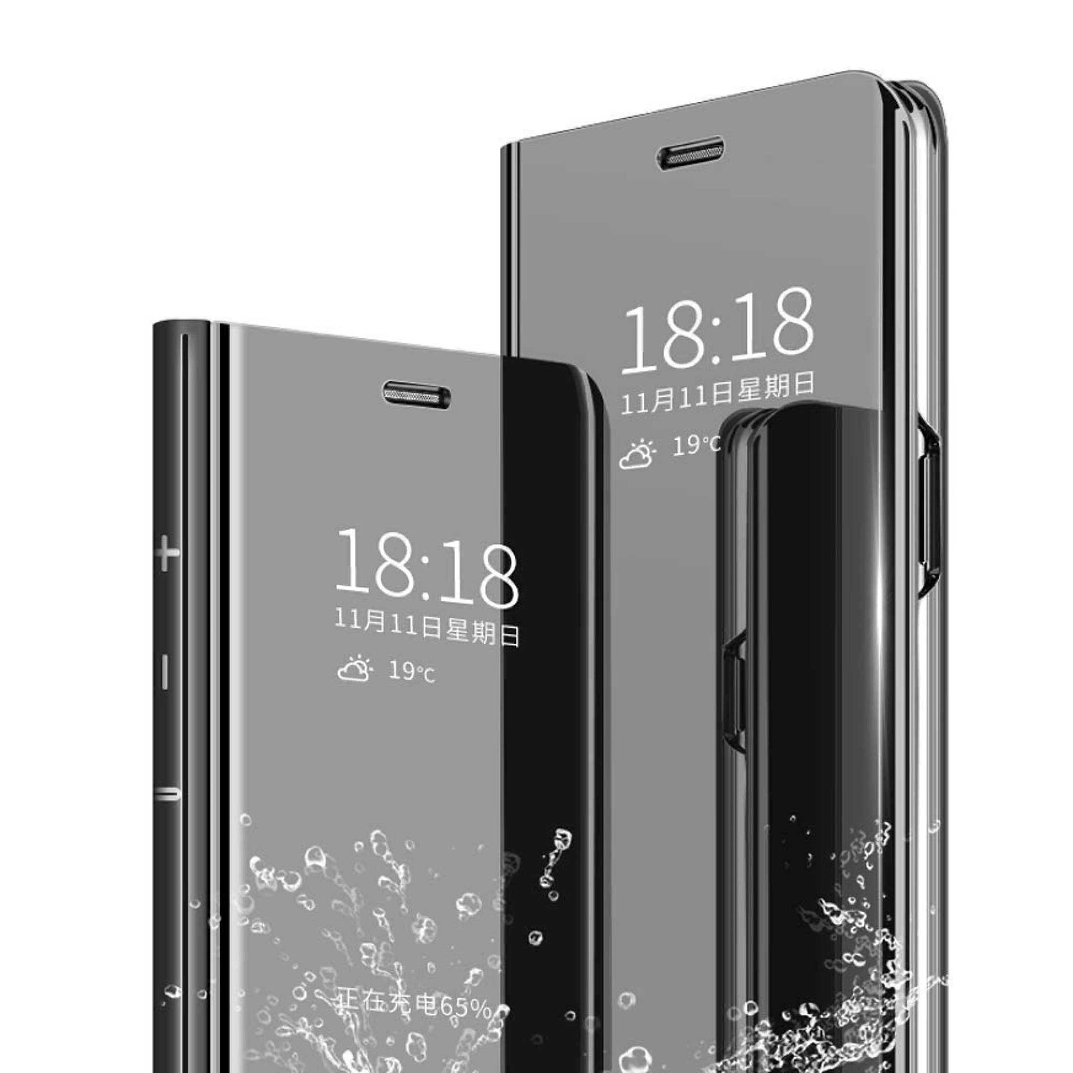 For Xioami MI  Note 8 Case Cover, Plating Mirror Makeup Phone Case Smart Flip Shockproof Cover [Clear View] [Stand Function] [Anti-Scratch] Case Cover for Note 8