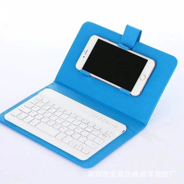Yfashion Portable PU Leather Wireless Keyboard Case for iPhone with Bluetooth Keyboard for 4.2-6.8 Inch Phones