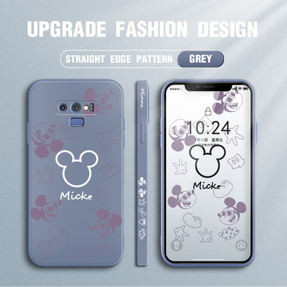 Jizetin for Samsung Galaxy Note 9 Case Creative Printing Pattern Side Design Phone Case Square Edge Pattern Liquid Silicone Cases Full Cover Camera Shockproof Protective Case