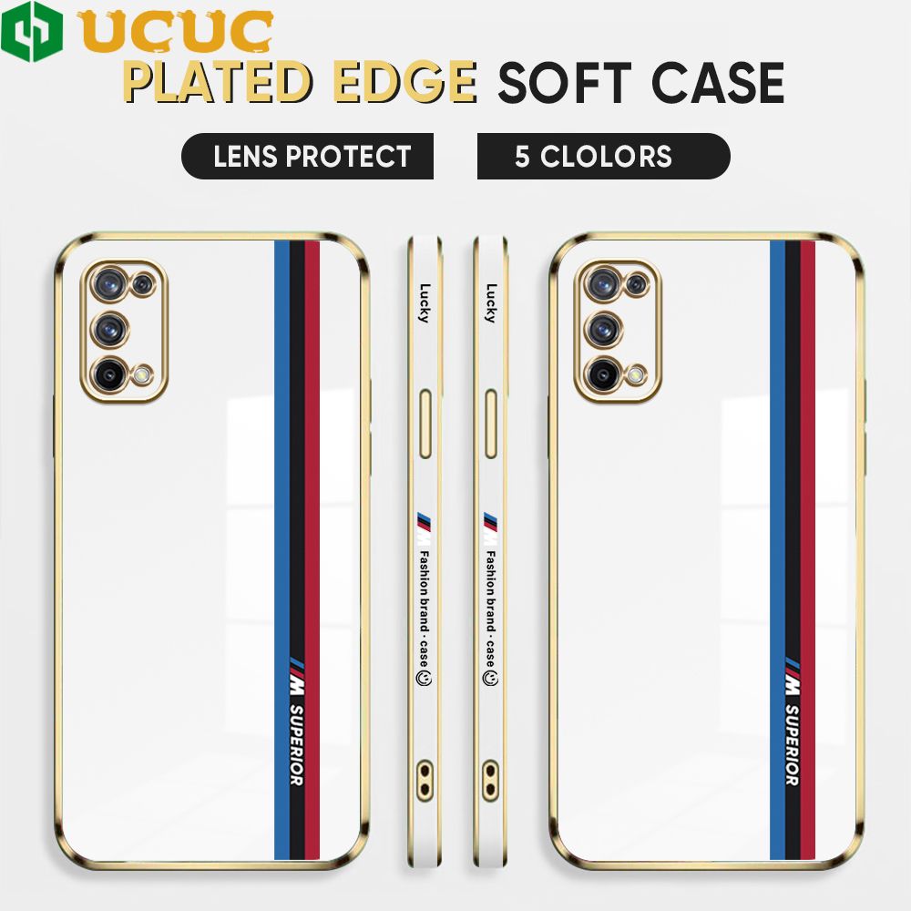 UCUC for Realme X7 Back Cover + Free Lanyard Track Sign Luxury 6D Plating Case Side Pattern Soft Silicone Square Phone Cases