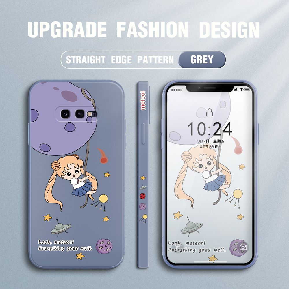 UCUC for Samsung Galaxy S10E Back Cover Beauty Warrior Ultra Thin Soft Luxury Square Multicolor Liquid Silicone Phone Case