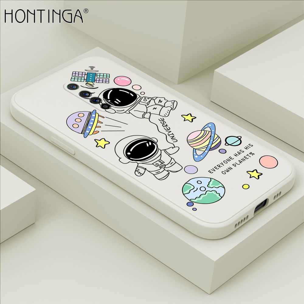 Hontinga for OPPO Reno Ace Case Fashion Earth Planet Astronaut Phone Case Soft Square Edge Silicone Cases Full Lens Cover Shockproof Protection Cover