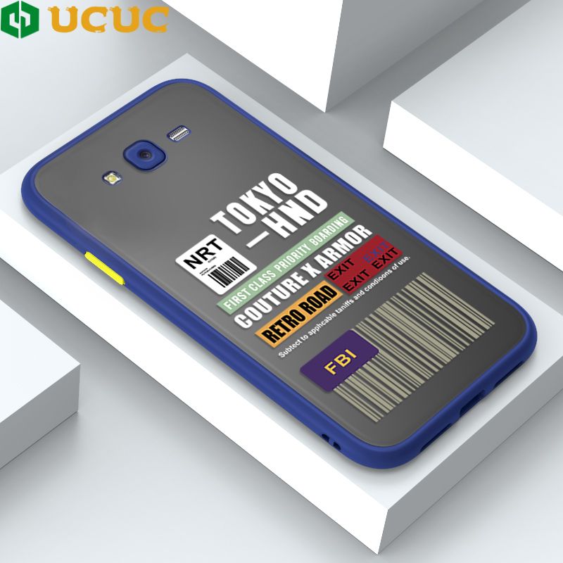 UCUC for Samsung Galaxy J5 2015 J5008 J5009 Back Cover FBI Sticker Frosted Transparent Hard Phone Case Thin Shockproof Full Cover Camera Protect Case