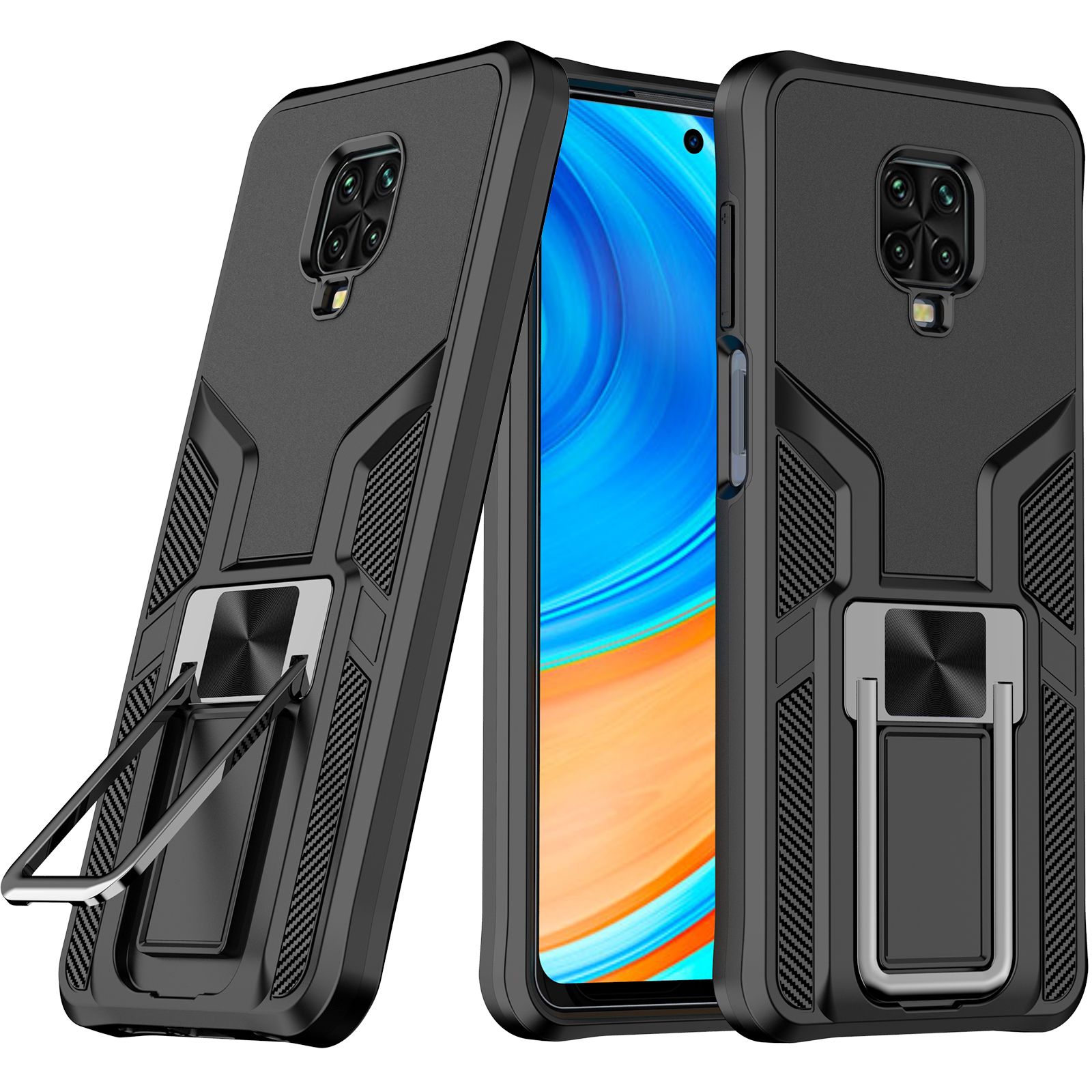For Xiaomi Redmi Note 9 Pro/9S/P Pro Max Dual Layer Built-in Kickstand Heavy Duty Military Grade Shockproof Drop Protection Cover