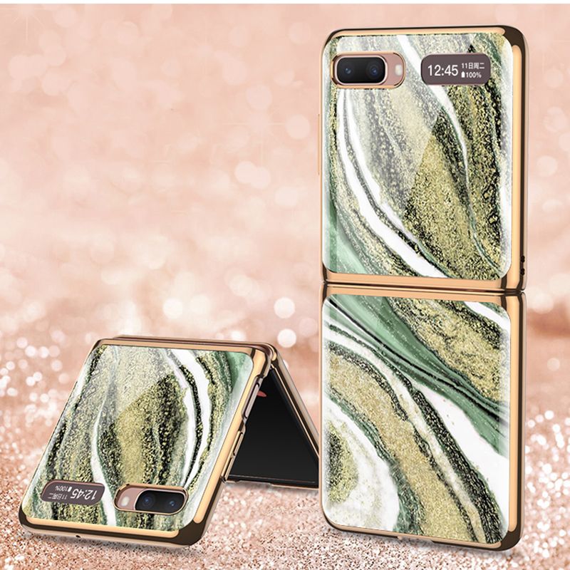 Yfashion Marble Pattern Protective Case Clamshell Anti-drop Folding Mobile Phone Case For  alaxy Z Flip color