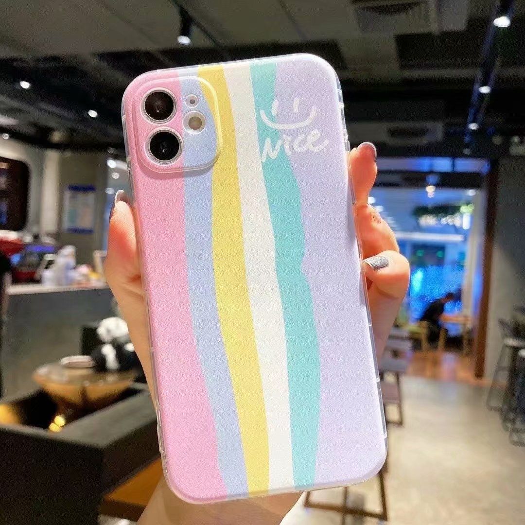 Olige Case For Vivo V23E Y15s Y15A Y21 Y21s Y33s V21E V21 V20 Pro V20 Se Y51 Y31 Y51s V19 v17 S1 Pro Y50 Y30 Y17 Y12 Y15 Y19 Ins Rainbow Smile Shockproof TPU Gentle Soft Phone Protective Cover