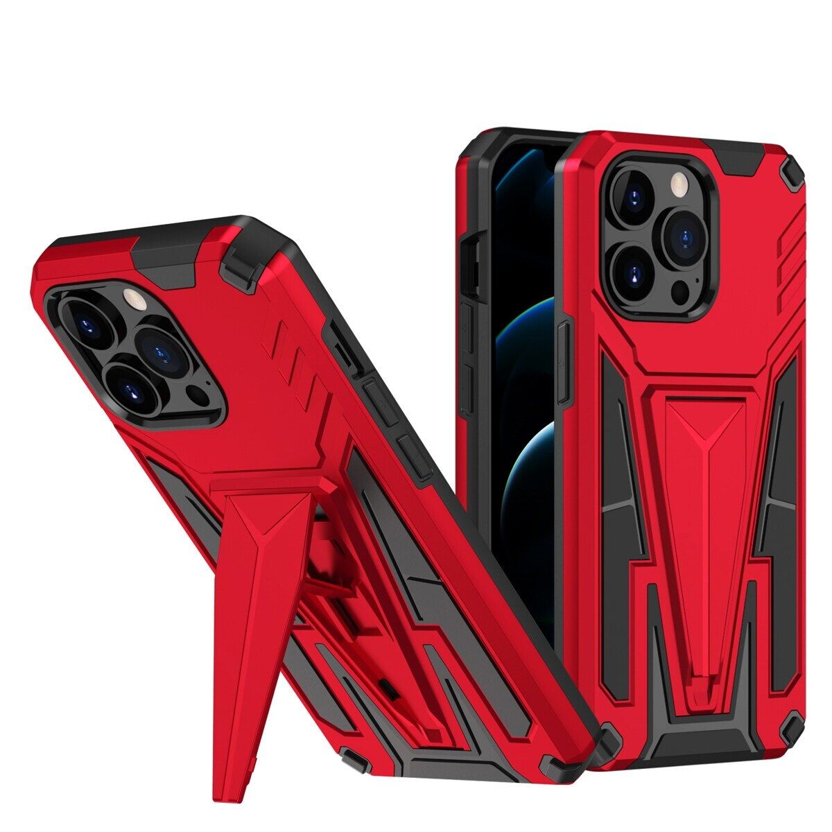Case for iPhone 13 Pro Hard PC Soft TPU Bumper Shockproof Case Built-in Kickstand Compatible