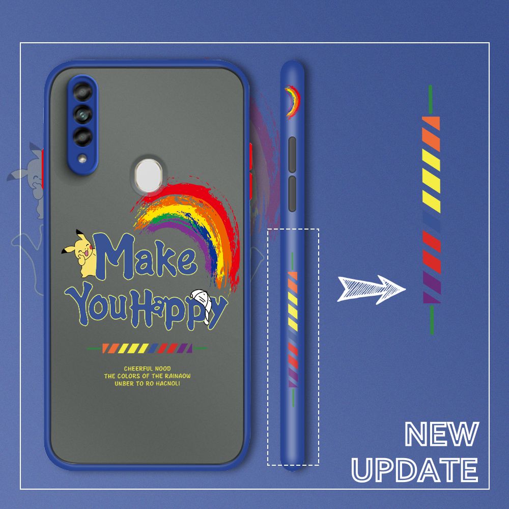 UCUC for OPPO A31 2020 Back Cover Rainbow Pikachu Side Printed Design Phone Case Ultra Thin Frosted Cover Shockproof Phone Cover