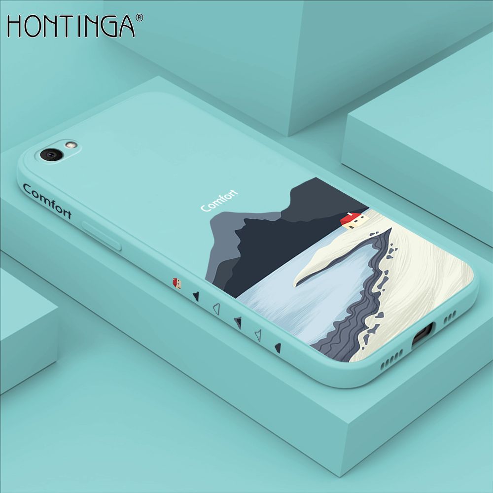 Hontinga for V5 / V5S / V5 Lite Case Side Design New Mount Back Cover Soft Square Edge Pattern Liquid Silicone Trend Phone Cases