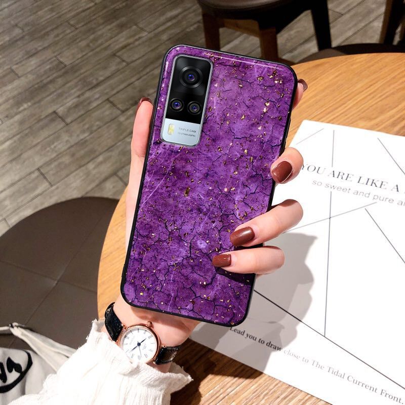 Phone Case Vivo Y31 Back Cover Marble Agate Jade Purple Green Design Soft Silicone Protector Vivo Y31 Case