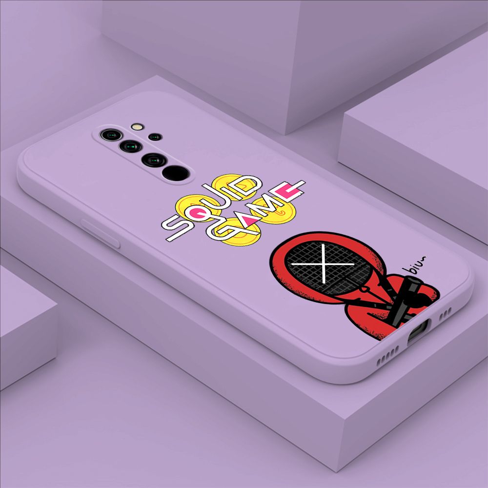 ZeroQiQi for Xiaomi Redmi Note 8 Pro Case Fashion Cartoon Electric Baton Judge Role Phone CoverSquare Liquid Silicone Trend Phone Case