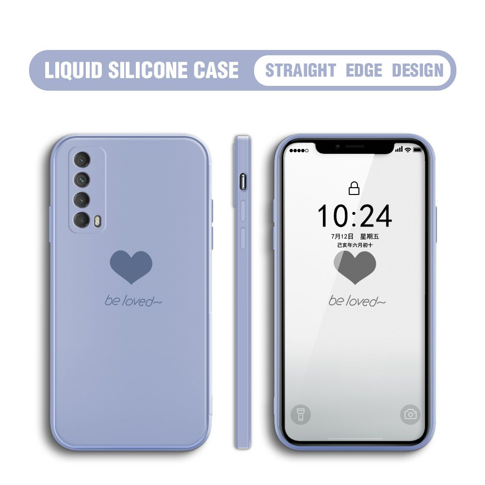 Jizetin for Huawei Y7A 2020 Back Cover Little Love Multicolor Liquid Silicone Phone Case Soft Square Lens Protection Phone Cases
