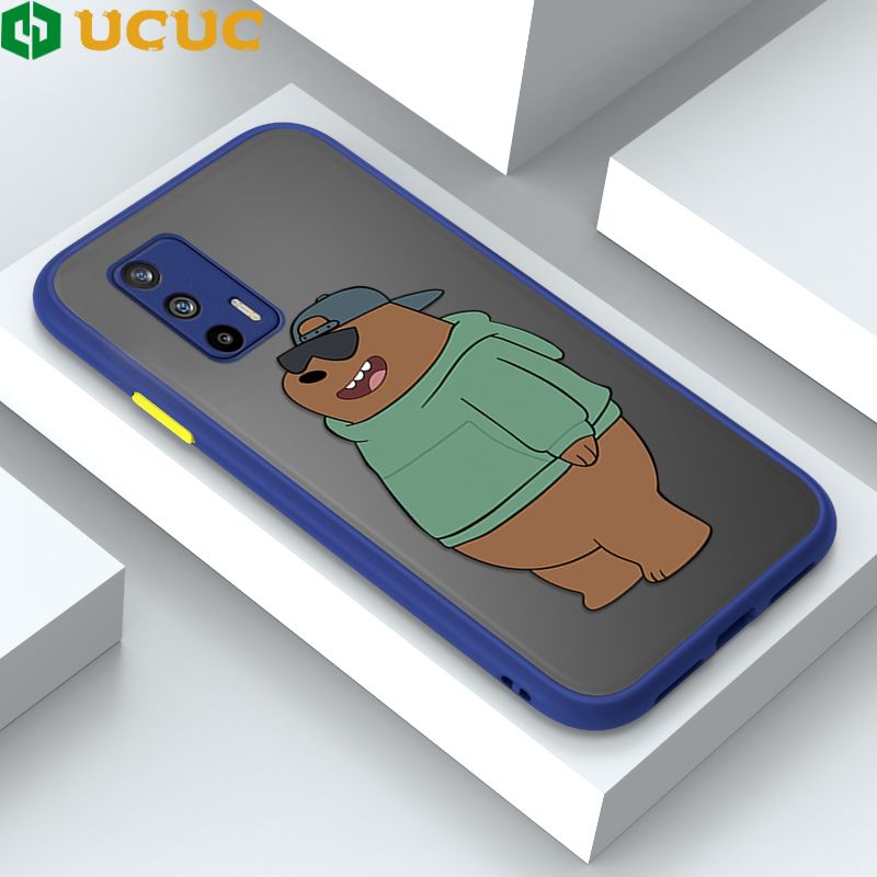 UCUC for Realme GT 5G Back Cover Sunglasses Bear Frosted Transparent Hard Phone Case Thin Shockproof Full Cover Camera Protect Case