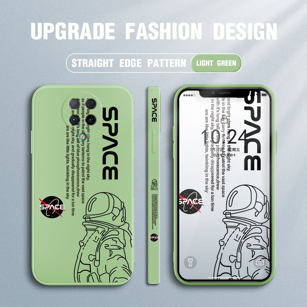 Jizetin for Xiaomi Poco F2 Pro / Redmi K30 Pro Case NASA Astronaut Design Side Design Phone Case Square Edge Pattern Liquid Silicone Cases Full Cover Camera Shockproof Protective Case