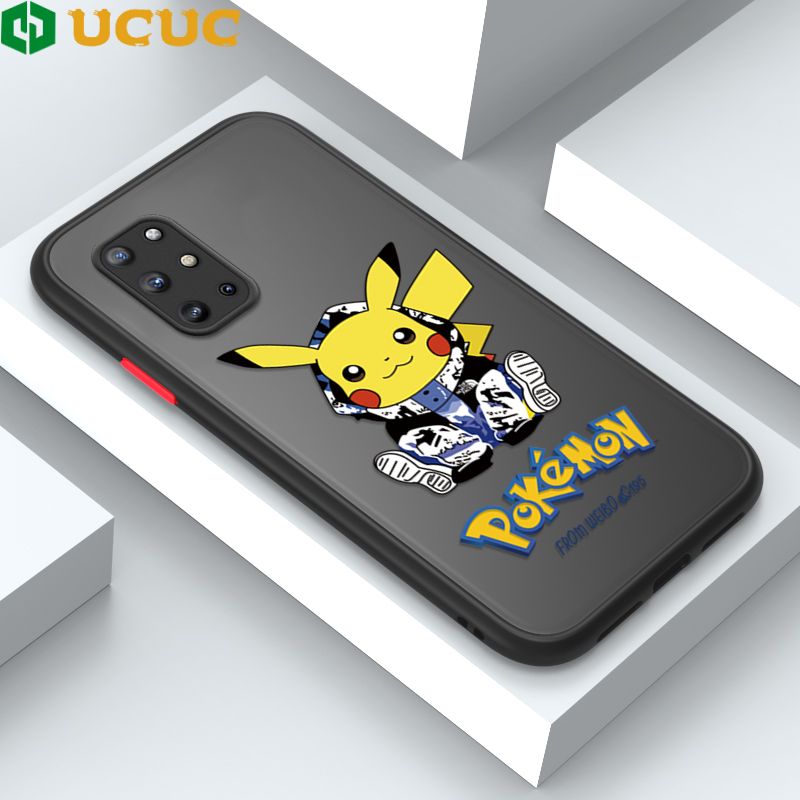 UCUC for OnePlus 8T Back Cover Wrapped Pikachu Frosted Transparent Hard Phone Case Thin Shockproof Full Cover Camera Protect Case
