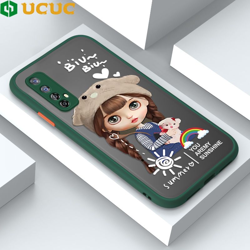 UCUC for Realme 7 / Realme Narzo 20 Pro Back Cover Rainbow Lovely Girls Frosted Transparent Hard Phone Case Thin Shockproof Full Cover Camera Protect Case