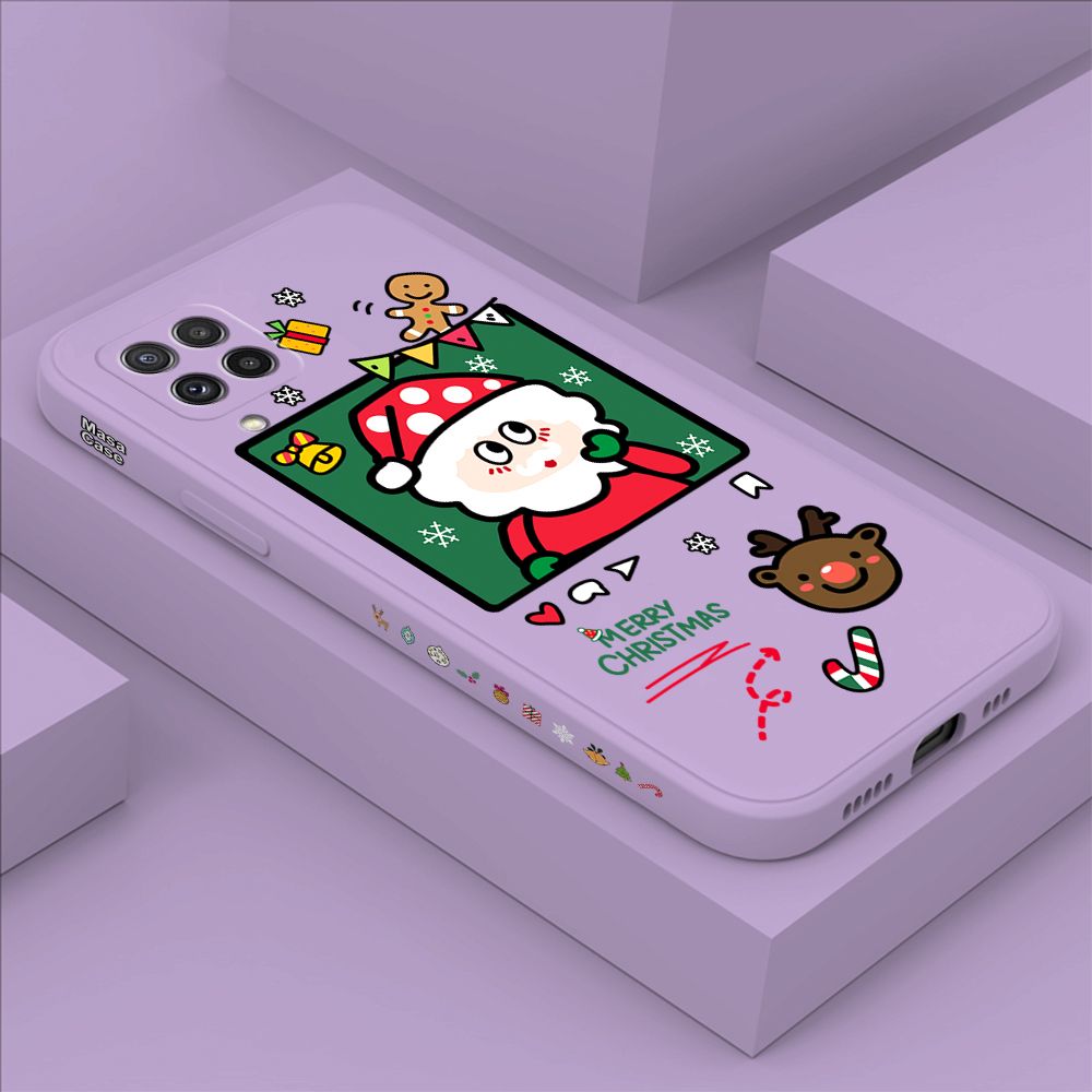 ZeroQiQi for Samsung A22 Case Santa Claus Christmas Gifts Side Printing Cases Soft Liquid Silicone Phone Cover