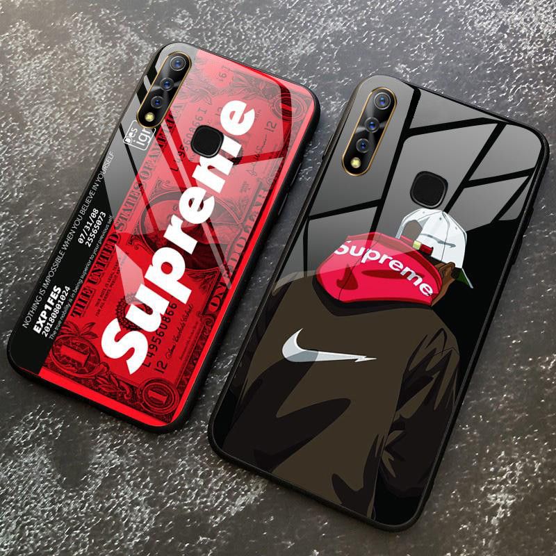 Supreme For Vivo Y12 Case Tempered Glass Protector Mirror Back Covers SUP Superme Supreme Design Vivo Y12 Back Cover
