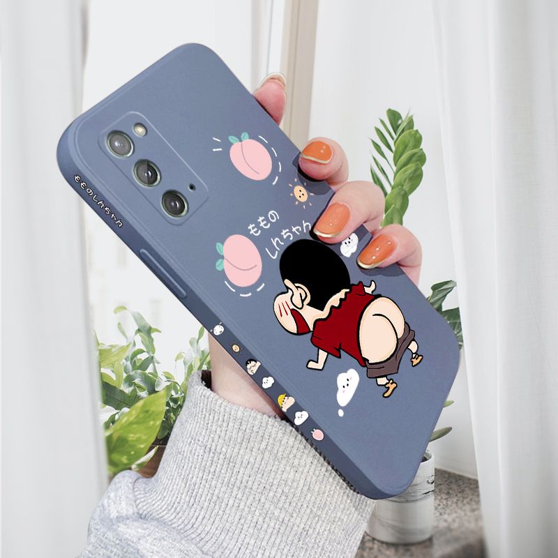AMORVOR for Samsung Galaxy Note 20 Back Cover Cute Cartoon Crayon Shin-Chan Side design Soft Case Liquid Silicone Phone Cases