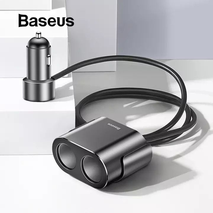 BASEUS 3.1A Dual USB Smart Extended Car Charger with 80W Dual Ports Cigarette Lighter Socket