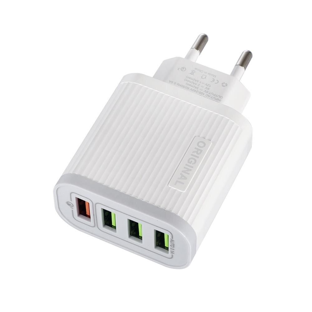 Portable 4 Ports QC 3.0 Fast Charging USB Charger Adapter for Phone Tablet MP3