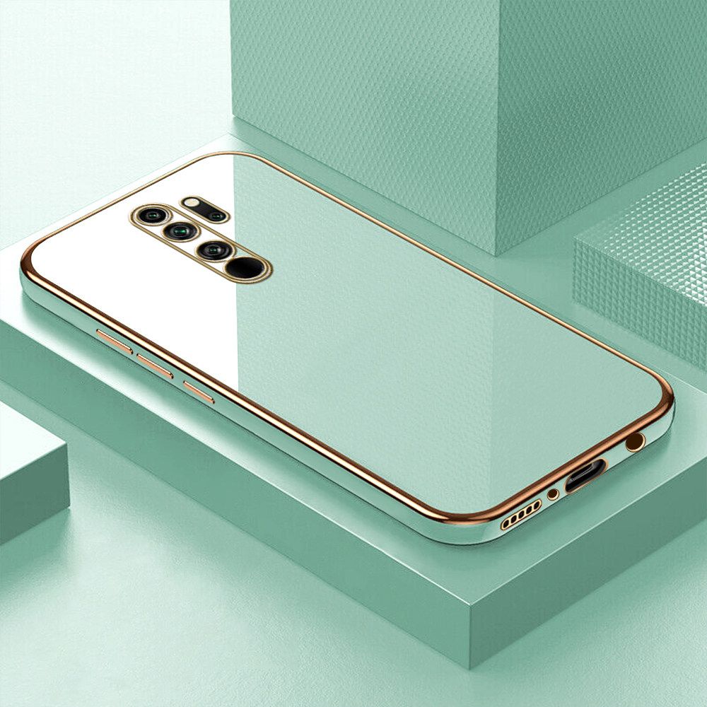 Luxury 6D Plating Soft Casing Silicone Square Frame Phone Case For Redmi Note 8 Pro Case Shiny Bling Back Cover + Free Lanyard