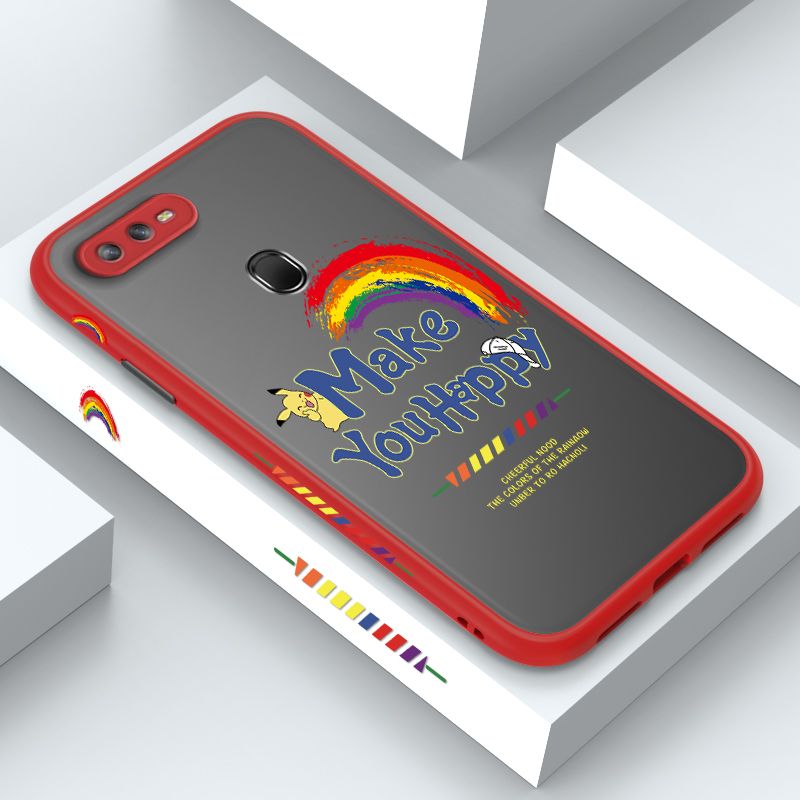 ZeroQiQi for OPPO A5S Case Creative Cartoon Rainbow Pikachu Side Printing Cover Frosted Ultra Thin Protective Anti Fall Phone Case