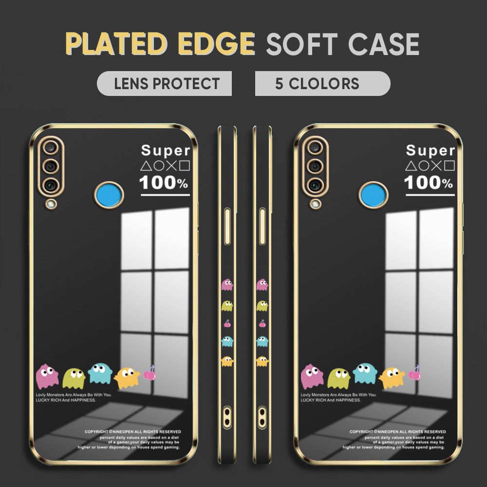 Luxury 6D Plating Case for Huawei P20 Back Cover Game Little Monster Side Pattern Soft Silicone Square Phone Cases