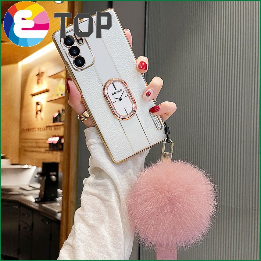 Suitable for opporeno6 mobile phone shell soft silicone reno5pro women's plush lanyard hair ball protective shell pro+