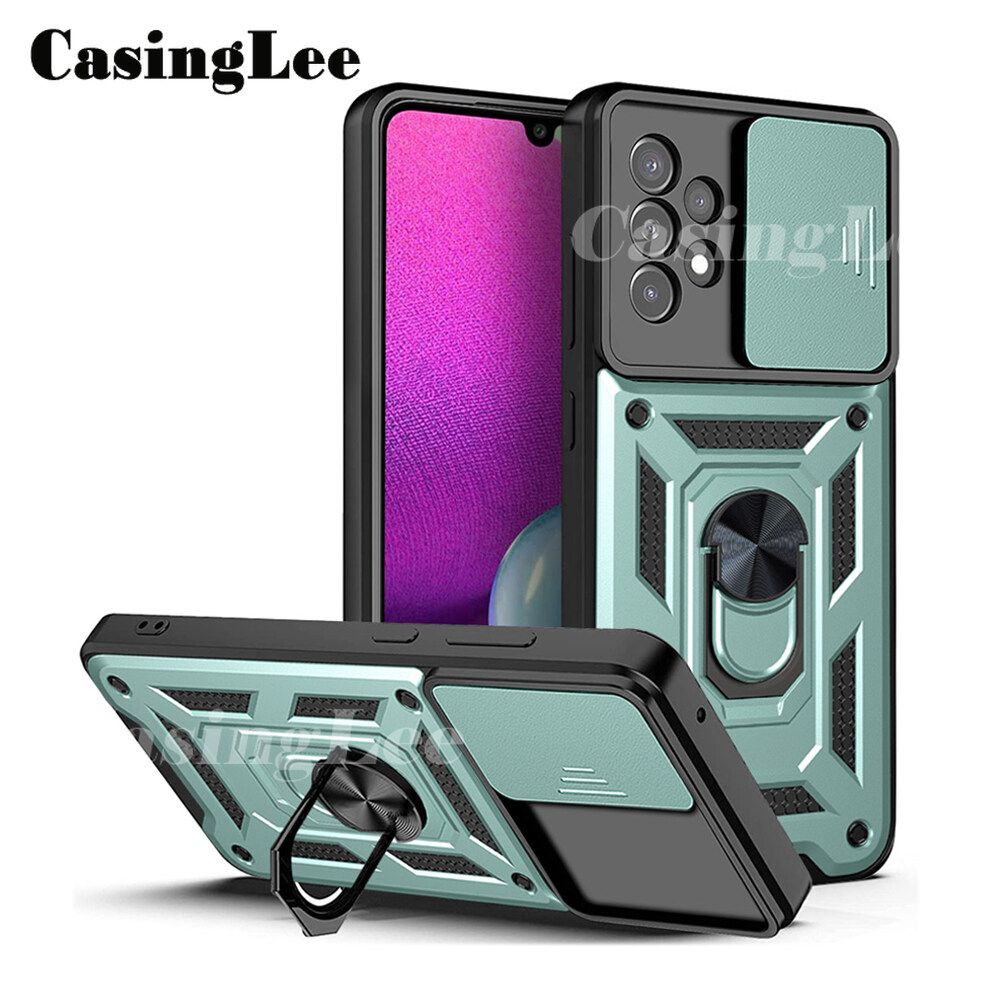 For Samsung Galaxy A73 Armor Ring Phone Case Cover for Galaxy A73 Magnetic Car Holder Shockproof Camera Protection Back Cover
