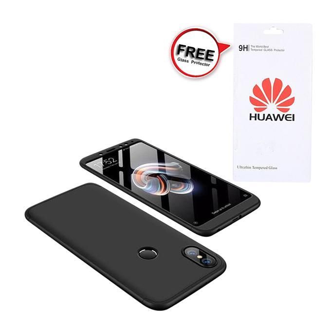 Huawei Y9 (2019) 360 Degree Phone Case with Free Glass Protector -Black