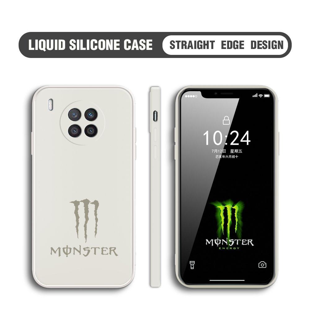 Hontinga for Huawei Nova 8i Case Fashion Monster Energy Silicone Square Edge Phone Cases Full Cover Camera Shockproof Protection Rubber Case