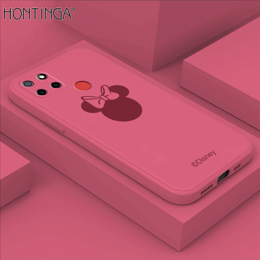 Hontinga for Realme C12 / C25 / C25S / Narzo 20 / Narzo 30A Case Cartoon Mouse Phone Case Soft Square Edge Silicone Cases Full Lens Cover Shockproof Protection Cover