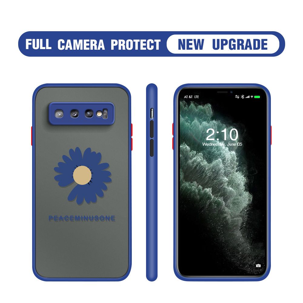 Hontinga for Samsung S10 Plus Case Daisy Flower Cover Camera Shockproof Protection Case Edge Frosted Transparent Phone Cover