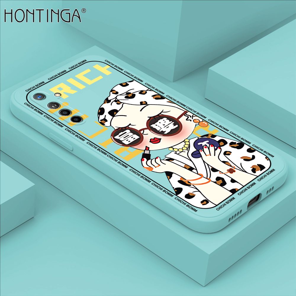 Hontinga for Realme X2 / XT / OPPO K5 Case Fashion Sunglasses Rich Girl Phone Case Phone Case Soft Square Edge Silicone Cases Full Lens Cover Shockproof Protection Cover