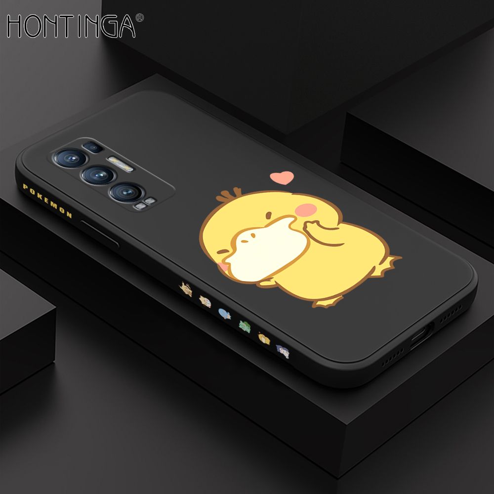 Hontinga for OPPO Reno 5 Pro Plus 5G Case Side Design Trendy Cartoon Sign Back Cover Soft Square Edge Pattern Liquid Silicone Phone Cases