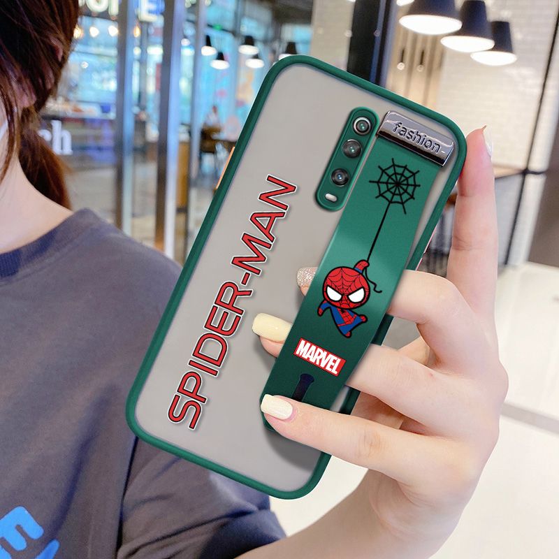 UCUC for Xiaomi Mi 9T Wrist Strap Case Superhero Spider Superman Wristband Printing Cover Shockproof Frosted Phone Case