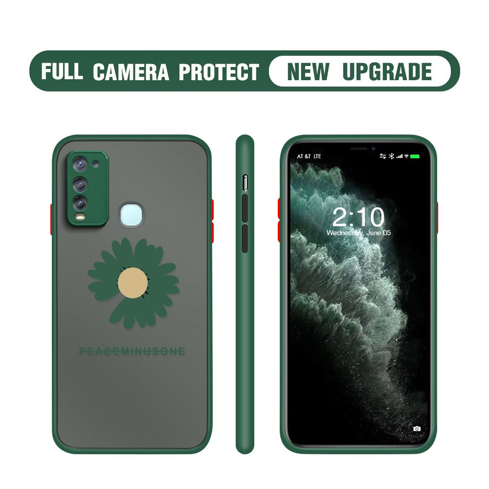 Hontinga for Vivo Y50 Y30 Y30I Case Daisy Flower Cover Camera Shockproof Protection Case Edge Frosted Transparent Phone Cover
