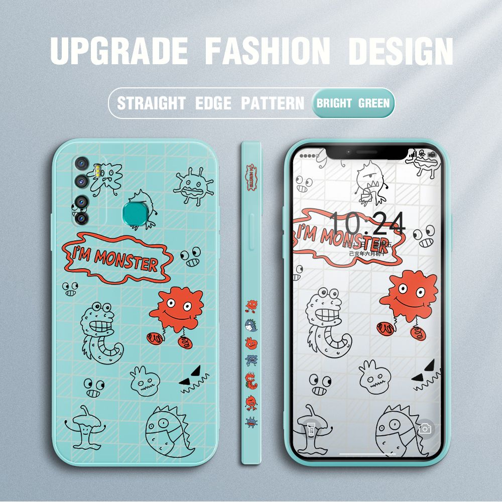 Jizetin for Infinix Hot 9 Case Side Design Phone Cover Printed Text “I Am Monster ” Cover Square Edge Pattern Liquid Silicone Trend Case