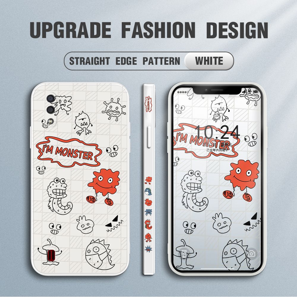 Jizetin for Samsung Galaxy A01 Case Side Design Phone Cover Printed Text “I Am Monster ” Cover Square Edge Pattern Liquid Silicone Trend Case