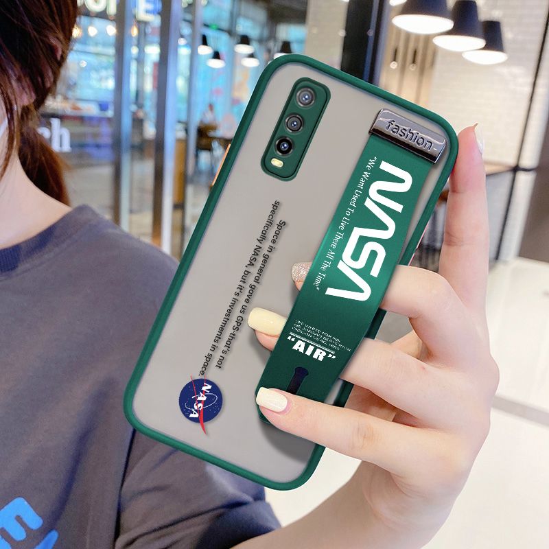 UCUC for Vivo Y70S Wrist Strap Case Popular NASA Wristband Printing Cover Shockproof Frosted Phone Case