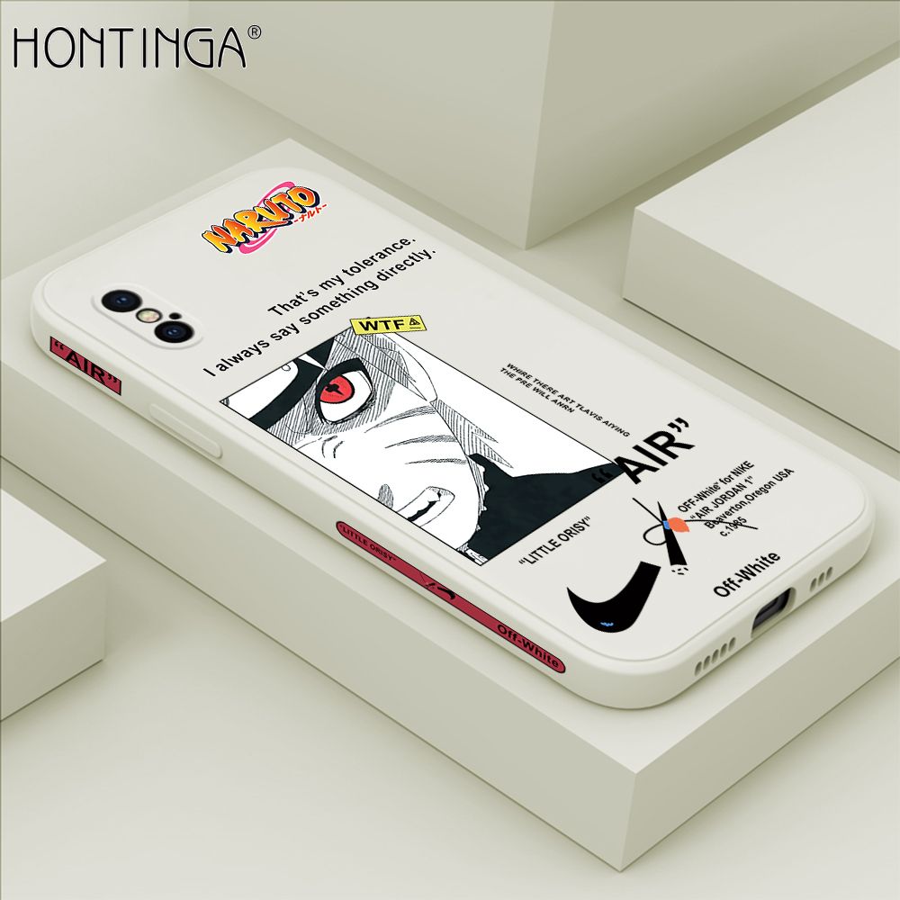 Hontinga for iPhone XS MAX Case Side Design New Anime Naruto for Boys Back Cover Soft Square Edge Pattern Liquid Silicone Trend Phone Cases