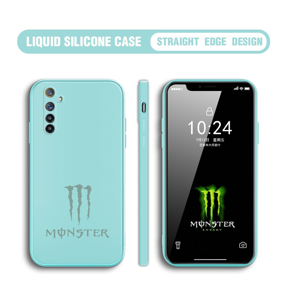 Hontinga for Realme 6 Pro Case Fashion Monster Energy Silicone Square Edge Phone Cases Full Cover Camera Shockproof Protection Rubber Case